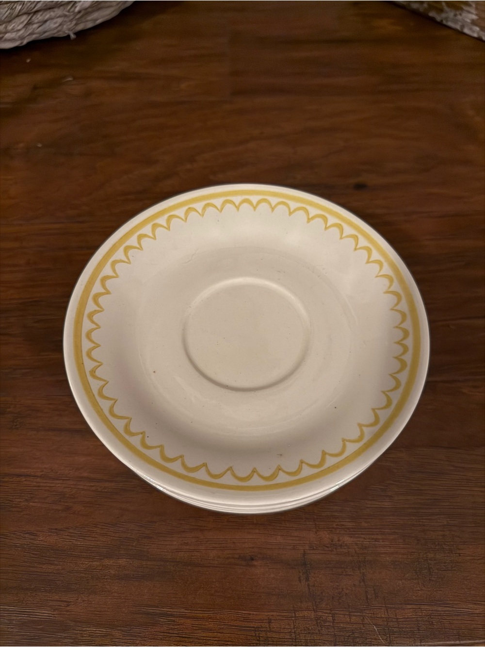 (6) Vintage Mid Century ROYAL USA YELLOW HOMESTEAD DESIGN SAUCERS